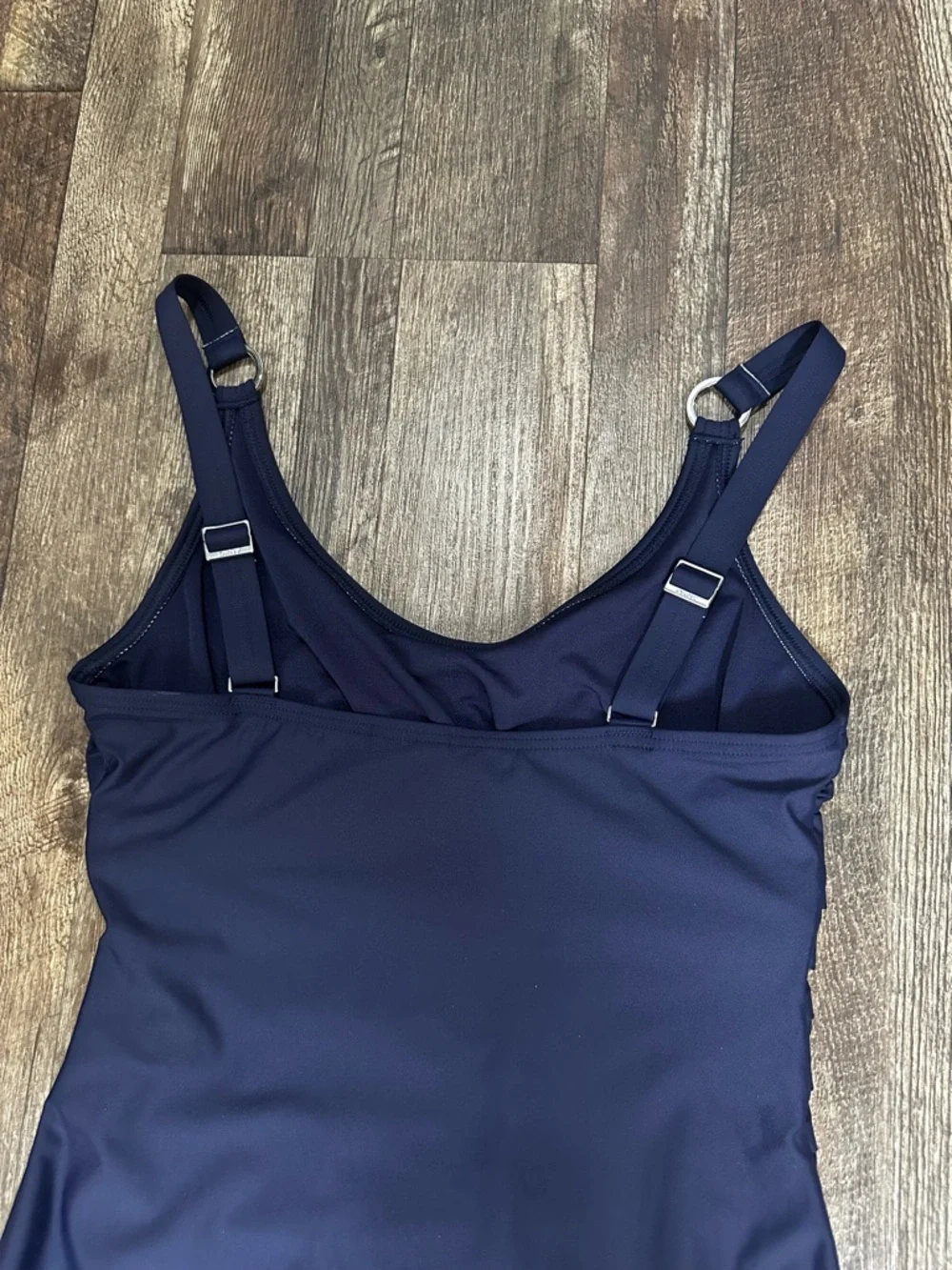 DKNY Dark Navy Ruched One-Piece Swimsuit - Picture 4 of 8